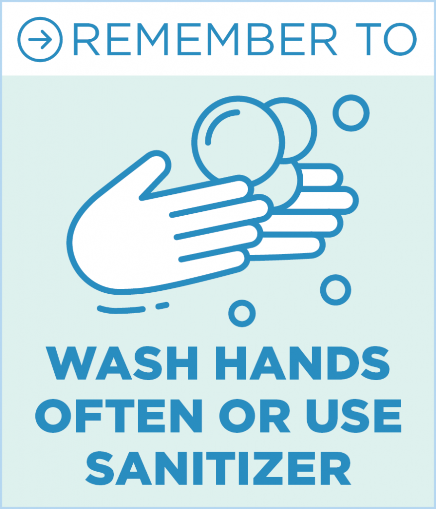 Remember To Wash Hands Often or Use Sanitizer Graphic