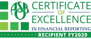 ASBO International Certificate of Excellence in Financial Reporting for Fiscal Year 2020 Award Winner