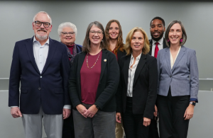 School Board members (left to right): Dirk Hamel, Nancy Bradley, Kate Parks, Katie Jones, Lisa Wittman, Anderson Sainci, Sarah Jacobitz-Kizzier
