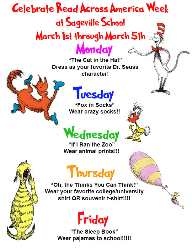 Read Across America Week is March 15 Sageville Elementary