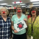 Red noses in library