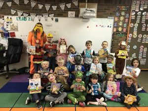 Mrs. David's Kindergarten students wear book character costumes